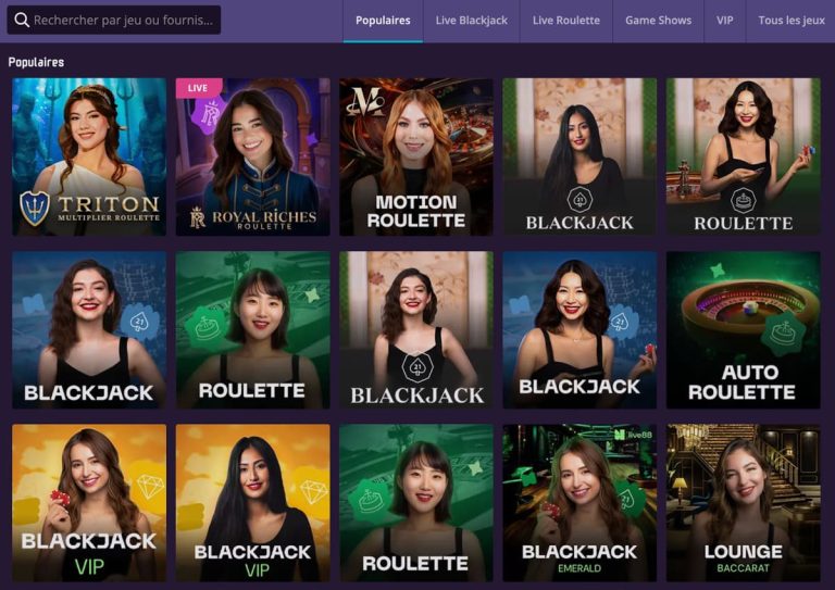 MisterCaz Casino jeux live